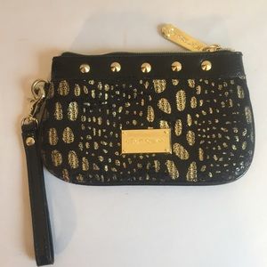 Betsey Johnson Black and Gold Wristlet